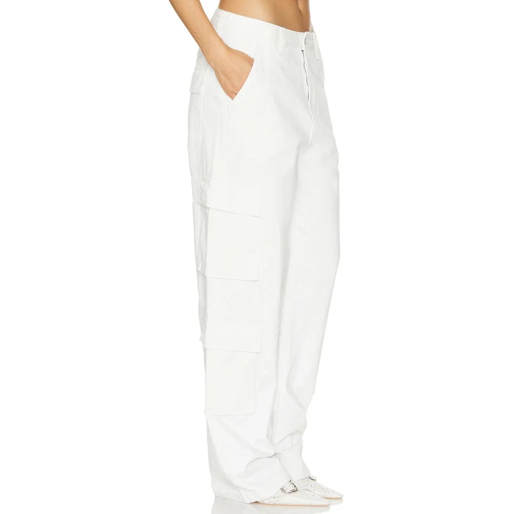 Superdown White Cargo Pants LARGE Baggy Wide Leg Streetwear Revolve $88 NEW - Picture 2 of 9